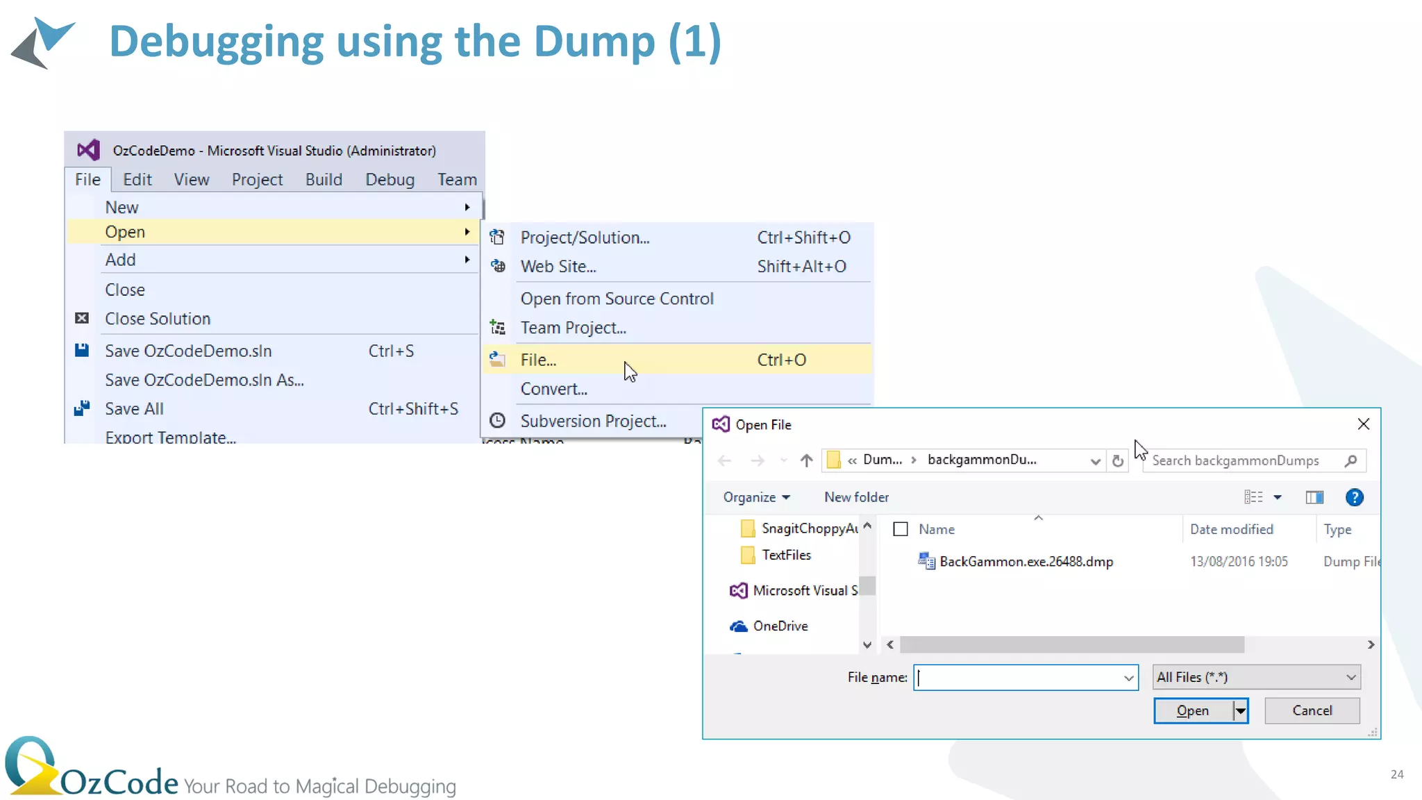 Debugging using the Dump (1)
24
 