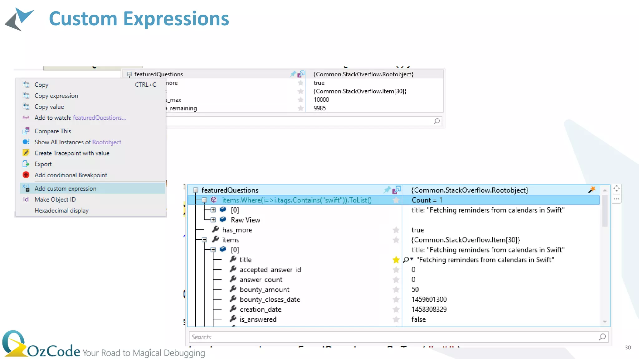 Custom Expressions
30
 