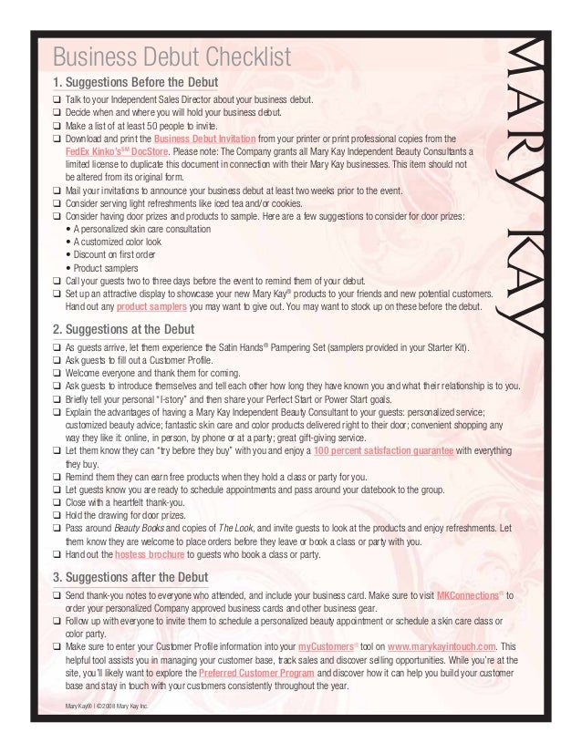 Debut Checklist