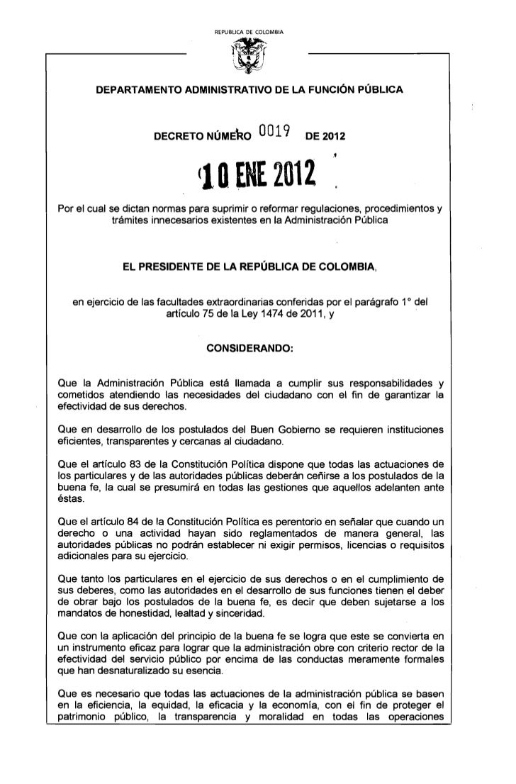 Decreto 0019-12