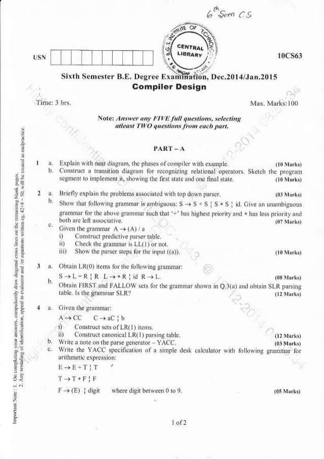 6th Semester (December; January-2014 and 2015) Computer Science and I…