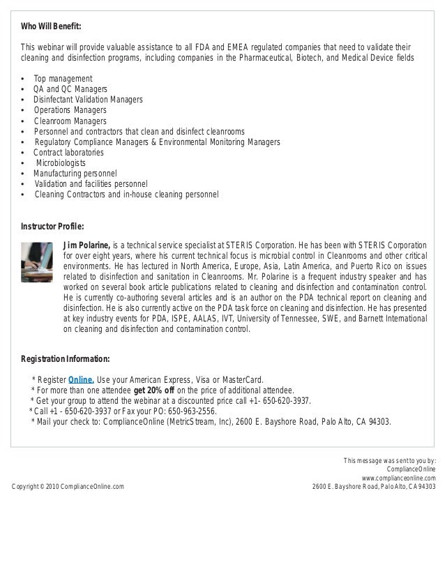 Disinfectant Validation and Cleanroom Cleaning for all FDA and EMEA