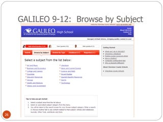 GALILEO 9-12:  Browse by Subject 