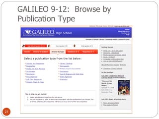 GALILEO 9-12:  Browse by Publication Type 