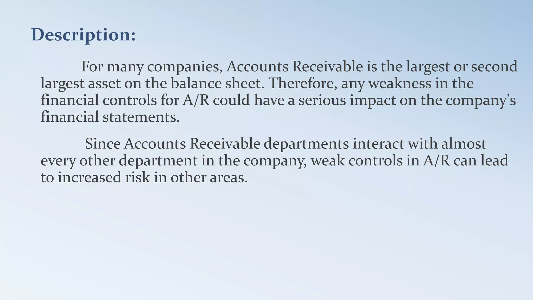 SOX : Internal Controls for Accounts Receivable | PPT