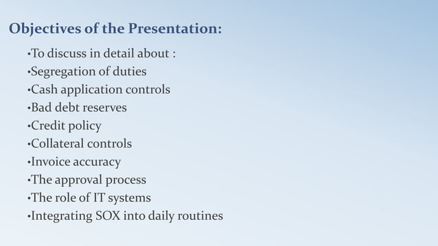 SOX : Internal Controls for Accounts Receivable | PPT