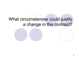 What circumstances could justify
a change in the contract?

58

 