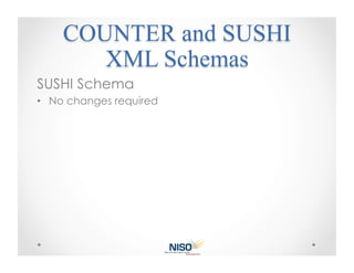 SUSHI Schema
•  No changes required
 