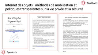 Internet des objets : méthodes de mobilisation et
politiques transparentes sur la vie privée et la sécurité
 