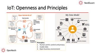 IoT: Openness and Principles
Principles:
1. Human centric control and privacy
2. Usable data
3. Open business environment
 