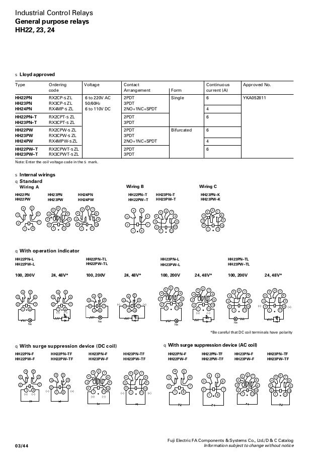 03 - Control Relays & Timer - Fuji Electric 3pdt wiring diagram 