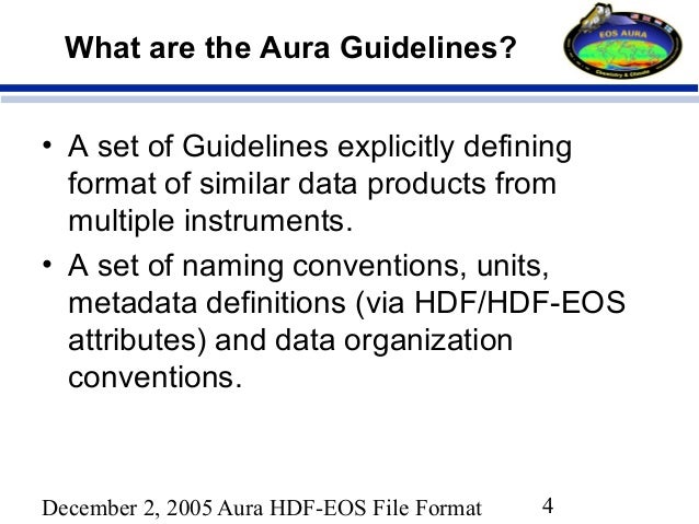 aura hdf eos file format guidelines overview and status hdf file format