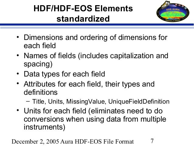 aura hdf eos file format guidelines overview and status hdf file format