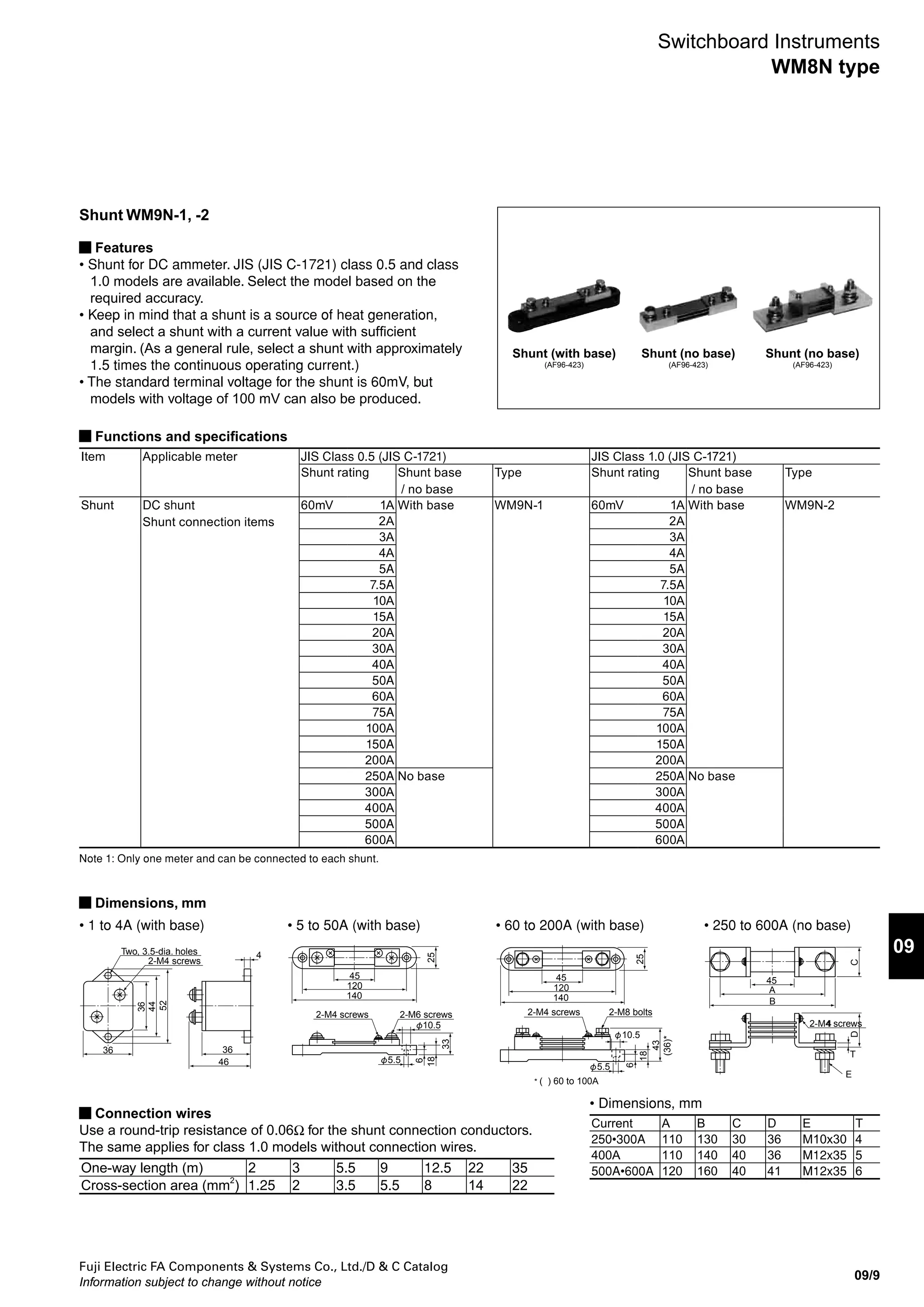 Fuji Electric FA Components & Systems Co., Ltd./D & C Catalog
Information subject to change without notice
09/8
Switchboard Instruments
WM8N type
Power foctor meter: WM8NA06, 03 Power foctor meter: WM8NA16, 13
Power foctor meter: WM8NA26 Power foctor meter: WM8NA23
Power foctor meter: WM8NA46 Power foctor meter: WM8NA43
K L
VT
u
U
2
1
1S 1L
P2 P1
v
V
k l Load
Load
CT
K L
VT
u
U
2
3
1
1S 1L
P2 P3
v
V
k l
CT
Load
Load
lk
P3
VT
vu
3
2
U V
P2P1
u v
VU
–
1S 1L 3S
+
k
K
3L
l
L
–+
1
CT
K L
Convertor
Convertor
Meter
Meter
1
LK
P3
3S
VT
u v
U V
2
3
1S 1L
P1 P2
u
U
v
V
k l
K
k
3L
Load
L
l
CT
0
P3
U
u
U
VT
u
V
v
V U
v u
V
v
2S
P2P1
1S1L
–
P0
2L3S
+
3L
1
3
2
K
k
k l
l K
k
L
CT
K L
L
l
+ –
P3
vu
U V
vu v u
P2
2S
P1
1L1S
P0
2L 3S
UVU V
Kk
k
l
K
k
l
L
3L
L
l
K L
1
0
VT
3
2
CT
 