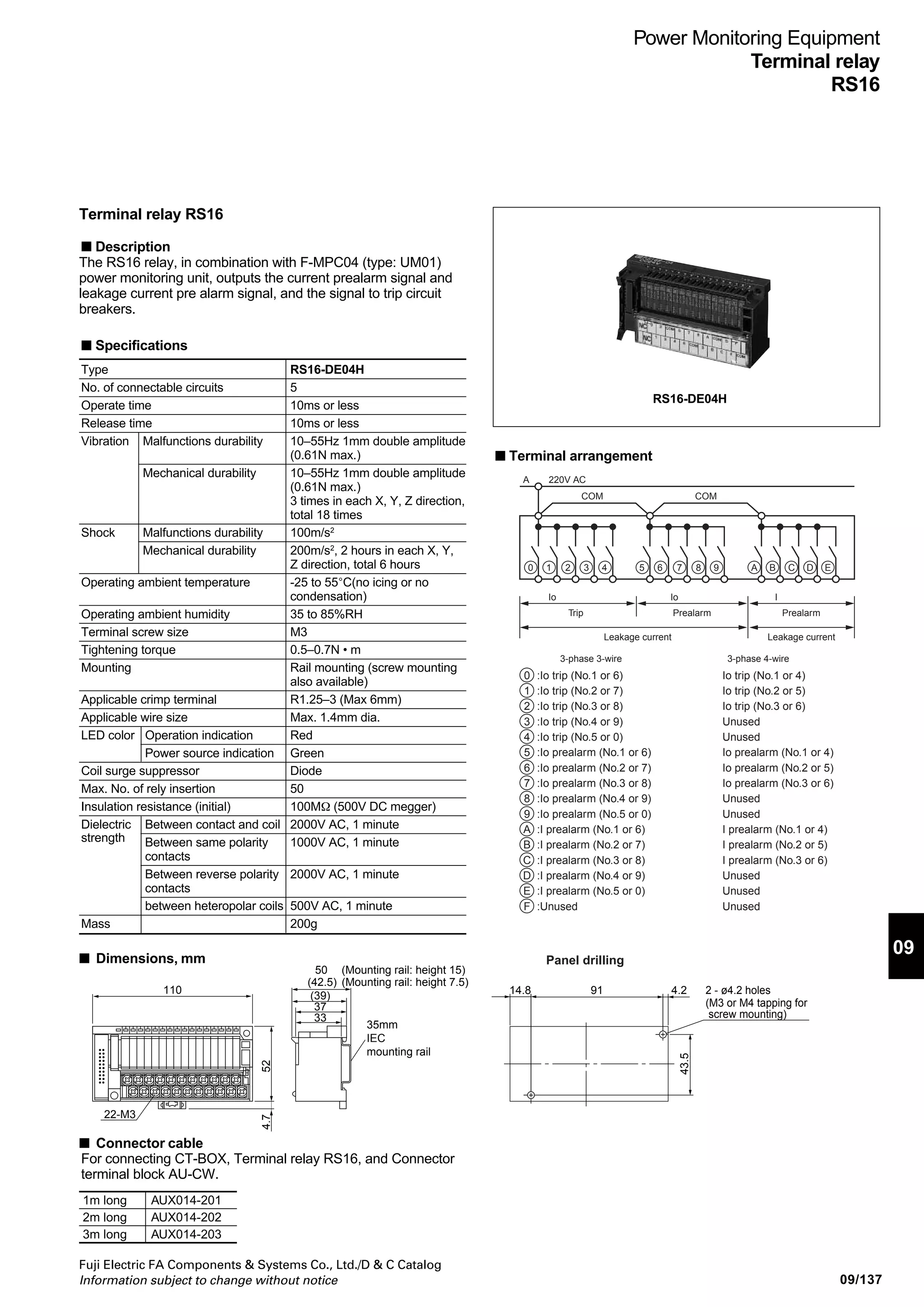 09/136
Fuji Electric FA Components  Systems Co., Ltd./D  C Catalog
Information subject to change without notice
Power Monitoring Equipment
Current transformers
CC2
■ Dimensions, mm
1 126 23 13.5
27
391000
ø10 L K
l (Black) k (White)
ø36
1.5 57 1 4 38 4
22
45
49
80
K L
l (Black)
l (Black)
k (White)
k (White)
451.5 1 4 34 4
22
36
39
64
K L
ø24
Output lead
AWG18: 1000mm
Output lead
AWG18: 1000mm
Fig1 CC2D81 Fig3 CC2D54, CC2D74Fig2 CC2D65
øD
115
B
62
A
65
ød
60
Fig5 CC2B54Fig4 CC2B65
l k
Fig6 CC2C76
White: k
Black: l
A B
0.75mm2
25
42
D
d
70
36
8
7
2078
92
2.5
k l
51
68
k
ø362-M3
terminal
2-ø4.5
ø56
ø24
1000
13.5
(Black) (White)
Output lead
k
K L
l
l
 