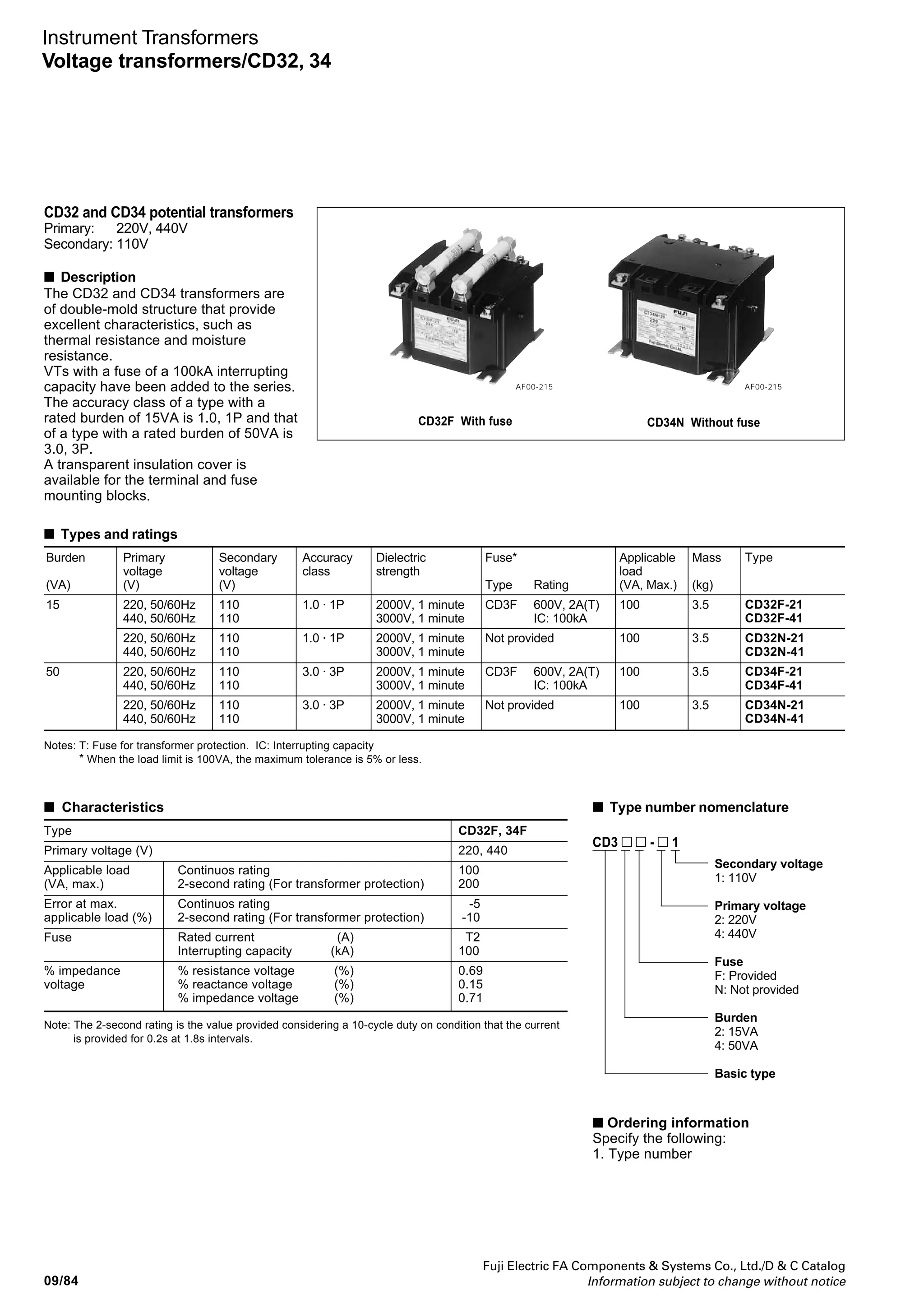 Fuji Electric FA Components  Systems Co., Ltd./D  C Catalog
Information subject to change without notice
09
09/83
■ Dimensions, mm
• Split-toroidal
Instrument Transformers
Split type CT/CC2
CC2C76
L K
White : k
Black :
65 63
0.75mm2
1000mm
25
42
ø115
ø60
CC2D81
CC2D54, 74
CC2D65
1 126 23 13.5
27
391000
ø10
L K
(Black) k (White)
Output lead
AWG22: 1000mm
Clamp
(Black)k (White)
451.5 1 4 34 4
22
36
39
64
K L
ø24
Output lead
AWG18: 1000mm
Hook
Clamp
(Black)k (White)
ø36
Output lead
AWG18: 1000mm
Hook
Clamp
1.5 57 1 4 38 4
22
45
49
80
K L
■ Ordering information
Specify the following:
1. Type number
 