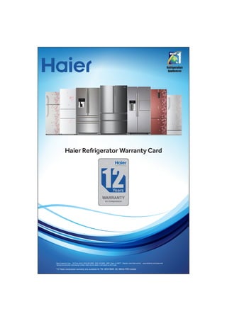 Haier Customer Care Toll Free (24x7)-1800-200-9999 1800-102-9999 SMS: ‘Haier’ to 56677 Website: www.haier.com/in/ www.face...