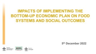 IMPACTS OF IMPLEMENTING THE
BOTTOM-UP ECONOMIC PLAN ON FOOD
SYSTEMS AND SOCIAL OUTCOMES
5th December 2022
 