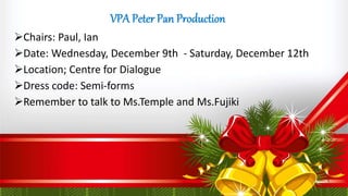 Chairs: Paul, Ian
Date: Wednesday, December 9th - Saturday, December 12th
Location; Centre for Dialogue
Dress code: Semi-forms
Remember to talk to Ms.Temple and Ms.Fujiki
 