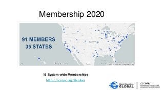Membership 2020
http://cccoer.org/Member
16 System-wide Memberships
 