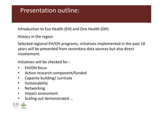 A decade of EcoHealth One Health in Southeast Asia: An inventory on selected initiatives, experiences and lessons learned