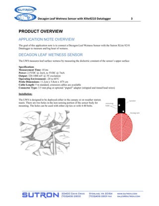 Decagon Leaf Wetness Sensor with XLite 9210 Data logger | PDF