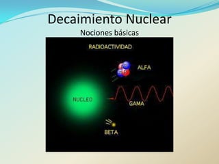 Decaimiento Nuclear
Nociones básicas

 