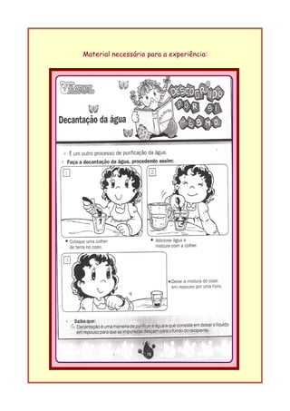 Material necessário para a experiência: