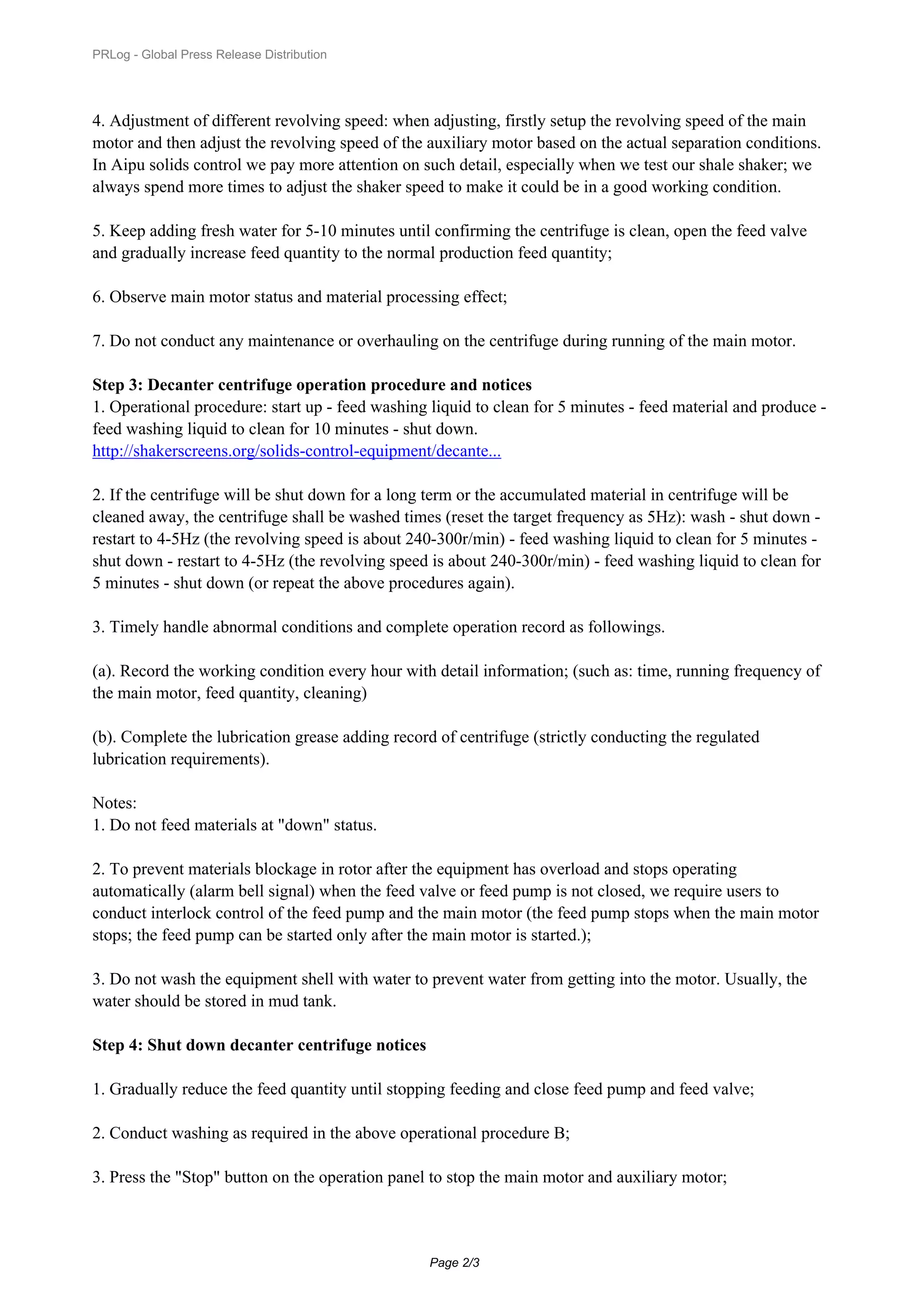 Decanter centrifuge operation | PDF