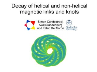 Decay of helical and non-helical
   magnetic links and knots
          Simon Candelaresi,
           Axel Brandenburg
          and Fabio Del Sordo
 