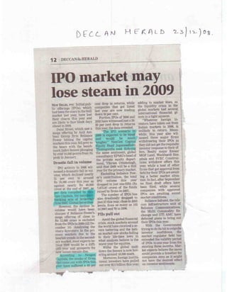Deccan Herald 23,2008_IPOs lose steam in 2009