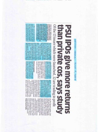 Deccan Herald June 5 2009_PSU IPOs give provide better returns than private peers