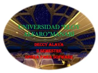 UNIVERSIDAD “ELOY ALFARO”MANABÌ DECCY ALAVA II SEMESTRE OPERA PARA SOFWARE 