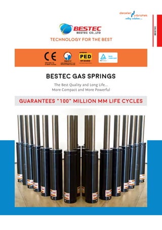 The Best Quality and Long Life...
More Compact and More Powerful
Technology for the Best
Bestec Gas Springs
GuArantees “10...