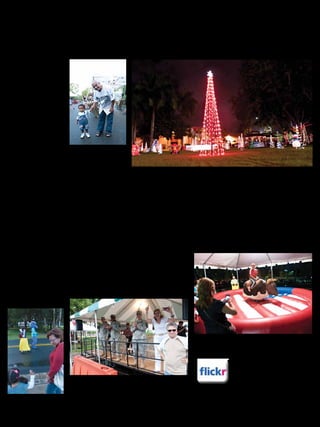 El Morro
Fort Buchanan
                                                                   Around The Post
                                                                                The Sentinel of the Caribbean
                                                                                                                                                                                         19
                                                                                                                                                                                    December 2011



Rain fails to dampen Fantasyland Holiday Celebration
Story and photos by Luis Delgadillo
Fort Buchanan Public Affairs

   With just a little more than
half an hour to go until the
Holiday Parade’s kickoff at
4 p.m. Dec. 9, it seemed like
the driving rain was going to
dampen Fort Buchanan’s holi-
day spirit.
   Members of the Directorate
of Family and Morale Welfare
and Recreation were franti-
cally trying to discover what
options they had to get the
parade started. One thing was
for sure, Dallas Petersen, the
director of DFMWR wasn’t               Luis R. Peña Sr. and junior pose
going to permit more than a            for a photo during Fort Buchanan’s
hundred children to walk in            Fantasyland Holiday Celebration
pouring rain, no matter how            Dec. 9.
bad they wanted to.                    end of July,” Petersen said.            Just after 7 p.m. Dec. 9 the Christmas tree for the Fort Buchanan Fantasyland Holiday Celebration lit the night’s sky.
   One of the main persons             “We probably have 5000 man
coordinating the placement             hours into this event, easy.            put on with the help of the              “civies” and some still wear-           the events that they do here,
of the floats and organizations        The ice rink itself is synthetic        community,” said Petersen                ing their duty uniforms, like           whether it’s Halloween, this
marching in the parade was             and it takes a week in itself to           Some of that support came             Maj. Hymet Llovet of the                Christmas celebration and the
Estrella Casanova, with the            put up.”                                from members of the Fort                 commander of the Puerto Rico            parade, we always participate
DFMWR, who looked like a                  Petersen himself got in on           Buchanan Community like                  National Guard Language                 with the Fort Buchanan Com-
traffic cop as she waived ve-          the action when he helped               Spc. Jerry Vang, a veterinary            Center.                                 munity,” said Llovet.
hicles and people into place.          remove the tarp from the ice            technician who works at the                “I come to these events                 “It takes an incredible
   Luckily, the weather broke          rink and dry it off so the line         Veterinary treatment facility.           because my children always              amount of work from all of my
just long enough to not only           of more than fifty children             Vang was operating the bull              participate. They’re here at            people, all of DFMWR and
keep parade kids dry but to            waiting could get a chance to           ride controls and said the most          the schools and I don’t live on         the people that assist us and it
also let all in attendance en-         skate.                                  rewarding thing was seeing               post so I come to pick them             shows what a dedicated group
joy the Fantasyland Holiday                “We get assistance from             the smile on the faces of kids           up and we participate in all of         of folks they are.”
celebration without getting            DES (Directorate of Emergen-            as he bucked them off of the
soaked.                                cy Services) DPTMS (Direc-              mechanical bull. “There was
   “I’m not a native Puerto Ri-        torate of Plans, Training Mo-           this girl that was on for 93
can but I’ve learned that the          bilization and Security) from           seconds, said Vang.
weather changes every five             the 1st MSC (Mission Support               Surveying the event site
minutes so we just waited it           Command) and the National               one could see a mix of retir-
out,” Petersen said.                   Guard, the Marine Corps. It’s           ees, garrison employees, chil-
   This took months and                definitely a community event            dren and service members in
months of planning. We start-
ed planning this back at the




                                                                                                                        Manny Arroyo bucks atop the mechanical bull as his mother Judith Esquilin
                                                                                                                        watches. Esquilin works for the the Directorate of Public Works as an admin-
                                                                                                                        istrative assistant.



                                                                                                                                                 Now available on
                                       From right: Dallas Petersen, director of DFMWR, Magda Figueroa, installa-
                                                                                                                                                   Flickr.com
                                       tion executive officer, Col. John D. Cushman, garrison commander, Command
                                       Sgt. Maj. Derrick T. Simpson, installation command sergeant major, and 1st            Images of you, the Fort Buchanan Community
                                       Mission Support Commander, Brig. Gen. Fernando Fernández, watch the
Disney characters including Snow       Fantasyland Holiday Celebration Parade at Fort Buchanan Dec. 9. The parade
White made appearances at the Fan-     almost had to be postponed due to inclement weather but just a half hour prior     http://www.flickr.com/photos/fortbuchanan_elmorro/
tasyland Holiday Celebration Dec. 9.   to its scheduled start at 4 p.m. the rain stopped and the show went on.
 