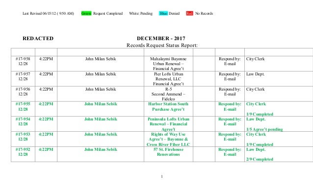Bayonne Nj Opra Request Report December 2017