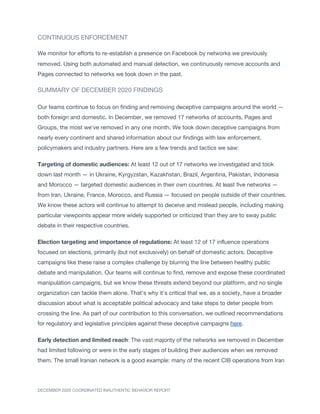 Facebook CIB report - December 2020