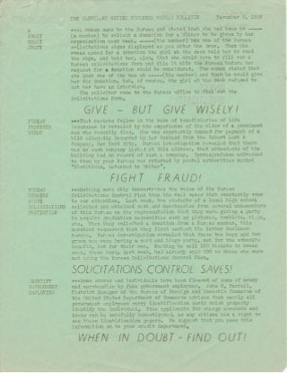 The Better Business Bureau Serving Greater Cleveland's December 1936 Bulletin