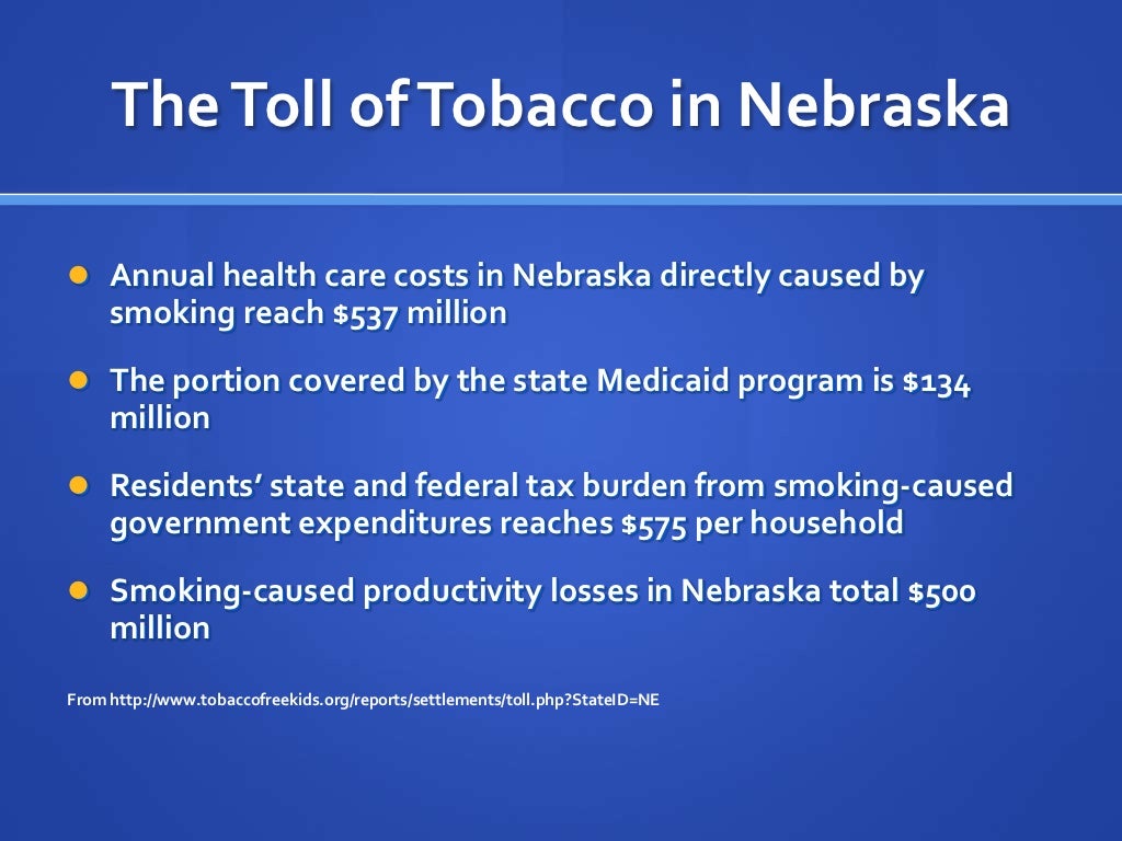 Preventing Tobacco Use in Nebraska How Tobacco Prevention Programs a…