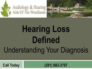 Hearing Loss
               Defined
Understanding Your Diagnosis
Call Today        (281) 882-3797
 