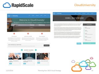 12/3/2014 Planning Your 2015 Cloud Strategy 19 
CloudUniversity  