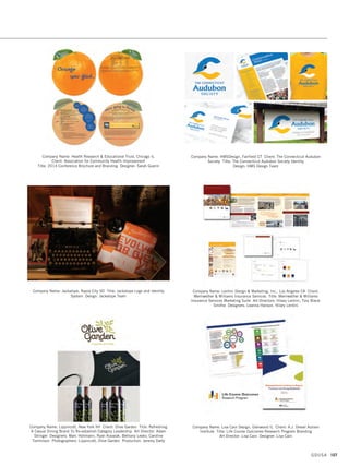 Company Name: Christiansen Creative, Hudson WI Client: Robert Prevost Public
Relations Title: Robert Prevost Public Relations Branding
Art Director: Tricia Christiansen Designer: Sarah Huener
Company Name: CSE Identity Design, Inc., Reston VA Client: Sassi Soap
Title: Sassi Soap Branding Art Director: Charlotte Edelen
Designer: Charlotte Edelen
Company Name: Fuzion Design, Pawtucket RI Client: Va Presto by John Scotto
Title: Va Presto Branding Art Director: Wayne Blatchley
Designers: Justin Wilkie, Esther Tseng, Nikki Schermerhorn
Company Name: COE Design, San Diego CA Client: Etaluma
Title: Etaluma Branding Art Director: Laura Coe Wright Designer: Tracy Castle
Company Name: Door No. 3 Design, Frederick MD Client: SILO Pro Audio
Title: Branding and Identity Package Art Director: Stephanie Ottavan
Designer: Jenni Caughy
Company Name: Galileo Global Branding Group, Stamford CT
Client: Harris Teeter Title: HT Vinegar  Dressings Branding
Art Director: Craig Minella Designer: Felix Rosales
GDUSA 105
10. identity design_17.1. Self Promo Impo 12/2/15 10:09 AM Page 105
 