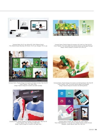 Company Name: Health Research  Educational Trust, Chicago IL
Client: Association for Community Health Improvement
Title: 2014 Conference Brochure and Branding Designer: Sarah Guerin
Company Name: Jackalope, Rapid City SD Title: Jackalope Logo and Identity
System Design: Jackalope Team
Company Name: Lippincott, New York NY Client: Olive Garden Title: Refreshing
A Casual Dining Brand To Re-establish Category Leadership Art Director: Adam
Stringer Designers: Marc Hohmann, Ryan Kovalak, Bethany Lesko, Caroline
Tomlinson Photographers: Lippincott, Olive Garden Production: Jeremy Darty
Company Name: HMSDesign, Fairfield CT Client: The Connecticut Audubon
Society Title: The Connecticut Audubon Society Identity
Design: HMS Design Team
Company Name: Lentini Design  Marketing, Inc., Los Angeles CA Client:
Merriwether  Williams Insurance Services Title: Merriwether  Williams
Insurance Services Marketing Suite Art Directors: Hilary Lentini, Tory Black-
Smithe Designers: Leanna Hanson, Hilary Lentini
Company Name: Lisa Cain Design, Glenwood IL Client: A.J. Drexel Autism
Institute Title: Life Course Outcomes Research Program Branding
Art Director: Lisa Cain Designer: Lisa Cain
GDUSA 107
10. identity design_17.1. Self Promo Impo 12/2/15 10:10 AM Page 107
 