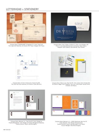 112 GDUSA
Company Name: The Official Office Of, Huntsville TX Client: City Hall Cafe
Title: City Hall Cafe Branding Art Director: W. Anthony Watkins
Photographer: W. Anthony Watkins Copywriter: W. Anthony Watkins
Company Name: Watermark Design, Charlottesville VA Client: Honey Glow Natural
Products Title: Package Design and Branding Art Director: Darcey Ohlin Lacy
Designer: Jena Thielges Illustrator: Jena Thielges
Company Name: Zorel Design, South Orange NJ Client: Work and Play
Title: Identity for Work and Play Designer: Rachel Zorel
Photographer: Kristine Foley Photography
Company Name: Walker Brands, Tampa FL Client: Uriah’s Urban Farms
Title: Uriah’s Urban Farms Branding Program Creative Director: Nancy Walker
Art Director: Matt McEachern Director of Brand Service: Tara Robinson
Company Name: Zorel Design, South Orange NJ Client: South by South Orange
Title: Identity for South by South Orange Designer: Rachel Zorel
Illustrator: Rachel Zorel
CORPORATE BRANDING PROGRAMS
10. identity design_17.1. Self Promo Impo 12/2/15 10:12 AM Page 112
 