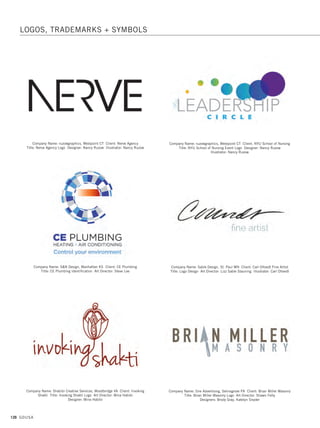 124 GDUSA
Company Name: Mermaid, Inc., New York NY Client: BridgeLine Property
Management Title: BridgeLine Property Management Logo
Creative Director: Sharon Lloyd McLaughlin Illustrator: Sharon Lloyd McLaughlin
Company Name: MiDESign  Marketing Consultancy, El Dorado Hills CA
Client: Gracias Jesus Title: Gracias Jesus Logo Art Director: Marco Ippaso
Designer: Marco Ippaso Illustrator: Marco Ippaso
Company Name: Mystic Design Company, Nashua NH Client: Nashua High School
North Title: Titans Football Logo Designer: Kori Kennedy
Illustrator: Kori Kennedy
Company Name: Metropolis Branding, Charlotte NC Client: AV Restaurants, LLC
Title: Trademark for Aqua e Vino Restaurant Art Director: Denise L. Davis
Designer: Jeff Camillo
Company Name: Miskowski Design LLC, Fort Lee NJ Client: The Mallard
Title: The Mallard Logo Design Designer: Justin Miskowski
Company Name: New Jersey City University, Office of Marketing, Jersey City NJ
Client: NJCU Division of University Advancement Title: Sounds of Summer
Concert Series Art Director: Madelynne Dela Rama
Designer: Robert Gonzalez
LOGOS, TRADEMARKS + SYMBOLS
10. identity design_17.1. Self Promo Impo 12/2/15 10:21 AM Page 124
 