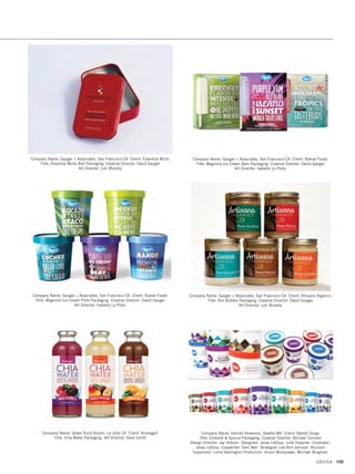 Company Name: Flood Creative, Irvington NY Client: New Earth Dynamics
Title: Restore Packaging Art Director: James Grant Designer: Joli Glantz Bernier
Illustrator: Joli Glantz Bernier
Company Name: Fuzion Design, Pawtucket RI Client: Fit  Fresh
Title: Back To School Packaging Art Director: Wayne Blatchley
Designers: Justin Wilkie, Esther Tseng, Nikki Schermerhorn
Company Name: Fuzion Design, Pawtucket RI Client: Little Kids Inc.
Title: Candylicious Packaging Art Directors: Wayne Blatchley, Esther Tseng
Designer: Nikki Schermerhorn Illustrator: Nikki Schermerhorn
Company Name: Flood Creative, Irvington NY Client: Myos Corporation
Title: Re Packaging Art Director: Stuart Whitworth Designer: James Grant
Company Name: Fuzion Design, Pawtucket RI Client: Little Kids Inc.
Title: Putty Mania Packaging Art Directors: Wayne Blatchley, Esther Tseng
Designer: Nikki Schermerhorn Illustrator: Nikki Schermerhorn
Company Name: Fuzion Design, Pawtucket RI Client: Clean Brands LLC
Title: Clean Rest Packaging Art Director: Wayne Blatchley Designers: Nikki
Schermerhorn, Esther Tseng, Justin Wilkie
GDUSA 157
13. packaging_17.1. Self Promo Impo 12/2/15 11:15 AM Page 157
 