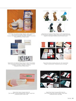 Company Name: Indigo Interactive, Inc., Arlington Heights IL Title: The Jura
Solution Art Director: Jamie Fiedler Designer: Lauren Schermerhorn
Illustrator: Lauren Schermerhorn Voice Over: Emily Veno
Company Name: MTV Networks/LOGO’s Creative, New York NY
Client: LOGO Title: LOGO Magical Mornings Bumpers
VP Head of Creative: Colin Gaul Creative Director: Jungln Yun
Lead Designer and Animator: Jaln Lee
Company Name: Bottomline Technologies, Portsmouth NH
Title: Sibos Booth Loop Art Director: Cassie McInnis
Designer: Theodore Bettcher
Company Name: Langton Cherubino Group, New York NY Client: Deloitte
Title: Deloitte: Welcome to the Greenhouse Video Art Director: Norman Cherubino
Designer: Jim Keller Video Producer: Gene Faba
Writers: Carin Crook, Kim Christfort Narrator: Kim Christfort
Company Name: Xactware, Lehi UT Title: Xactware User Conference 2015
Designer: Shane Cox Photographer: Robert Owen Motion Graphics: Robert Owen
GDUSA 195
TELEVISION +
VIDEO
DESIGN
18. television_17.1. Self Promo Impo 12/2/15 11:42 AM Page 195
 