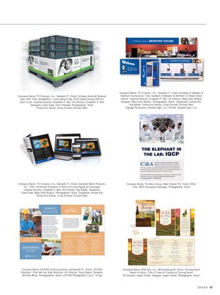 86 GDUSA
Company Name: Skeggs Design, New York NY Client: FICO Title: Executive Fraud
Management Brochure Art Director: Brenda Lewis Designer: Gary Skeggs
Photographer: Stock
Company Name: Synergy Enterprises, Inc., Silver Spring MD Client: U.S.
Department of Education Title: Promise Neighborhoods Poster  Cover Design
Art Director: Maggie Bray Designer: William Soo Photographer: Stock
Company Name: Test Monki, The Woodlands TX Client: Dental Derby
Title: Dental Derby Website Art Director: Suzy Simmons
Designer: Julie Bruton-Pelosi Photographer: Stock
Company Name: Stephen B. Starr Design, Evanston IL Client: Dermatology
Foundation Title: Dermatology Foundation 2013 Annual Report
Art Director: Stephen B. Starr Designer: Stephen B. Starr Photographer: Stock
Printer: The Quantum Group, Inc.
Company Name: Test Monki, The Woodlands TX Client: Crazy Horse Trucking
Title: Crazy Horse Trucking Website Art Director: Suzy Simmons
Designer: Julie Bruton-Pelosi Photographer: Stock
Company Name: Test Monki, The Woodlands TX Client: Solomon Joseph
Title: Solomon Joseph Website Art Director: Suzy Simmons
Designer: Julie Bruton-Pelosi Photographer: Stock
CREATIVE USE OF STOCK
07. creative use of stock_17.1. Self Promo Impo 12/2/15 9:57 AM Page 86
 