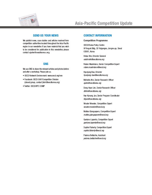 Asia-Paciﬁc Competition Update
CONTACT INFORMATION
SEND US YOUR NEWS
SNS
We publish news, case studies and articles receiv...