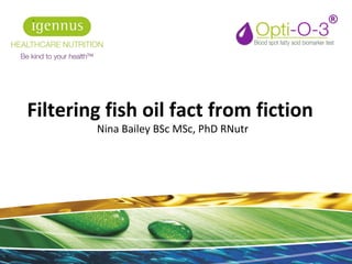 Filtering fish oil fact from fiction
Nina Bailey BSc MSc, PhD RNutr
 
